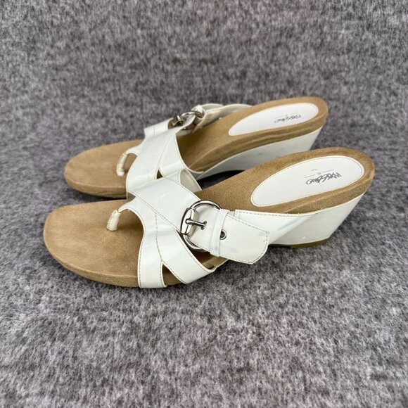 ✅Mossimo Paige Womens 9 White Strappy Thong Wedge Sandals All Man-Made Materials - Picture 8 of 12